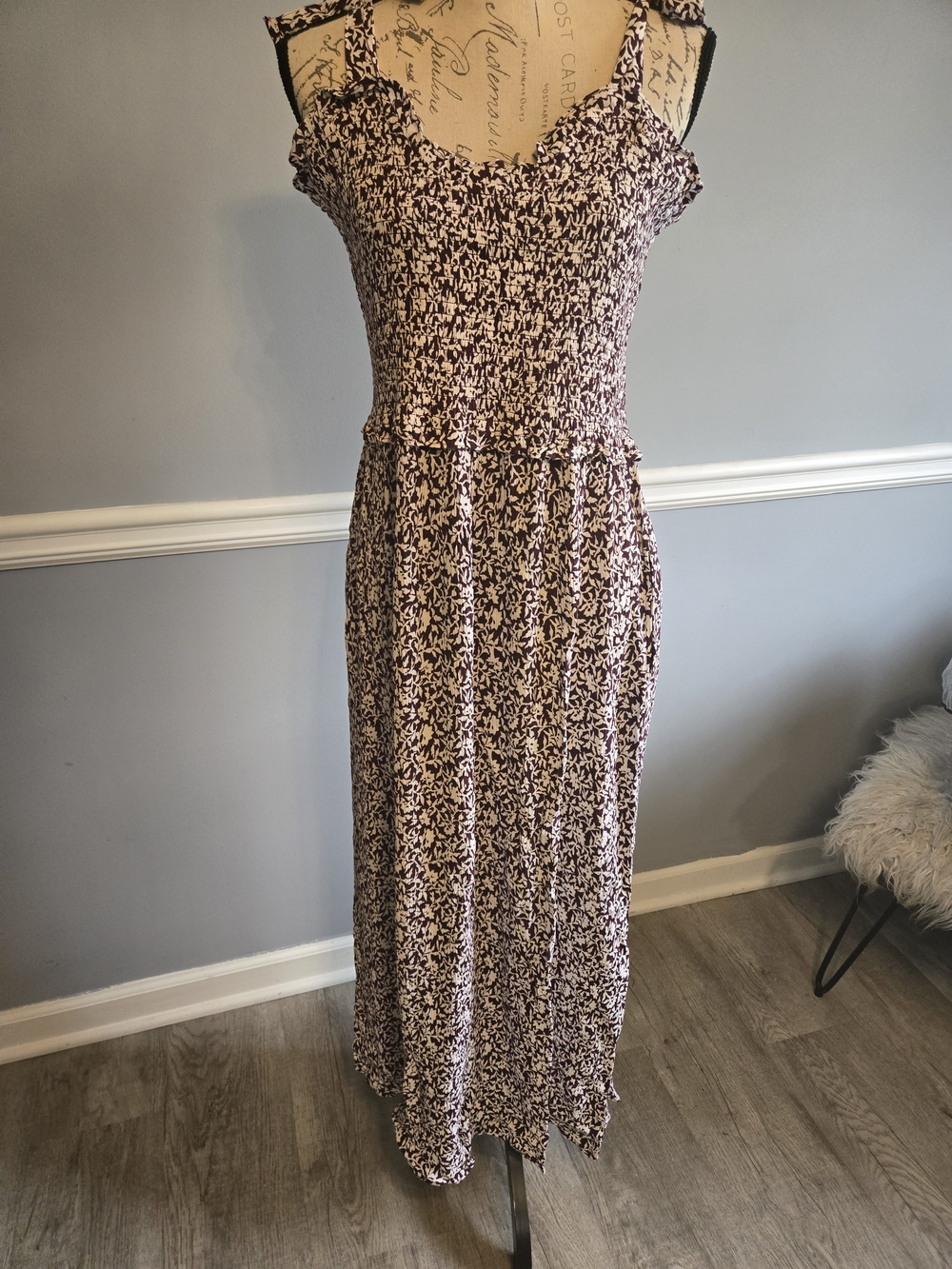 Ripe Pink and Black Floral Smocked Maxi Dress